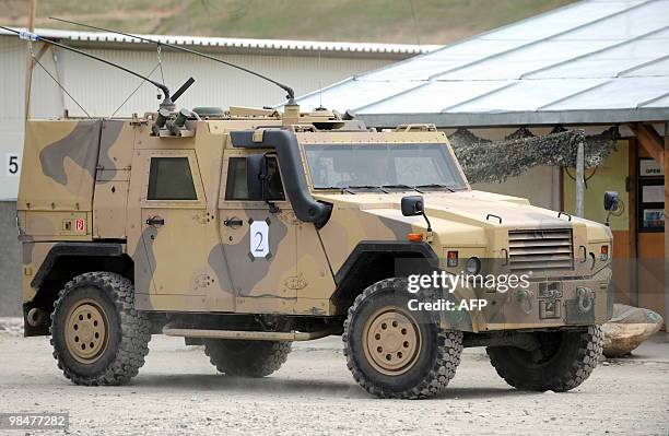 Vehicle of the type "Eagle IV" of the German armed forces Bundeswehr can be seen on April 15 at a Bundeswehr field camp in Faizabad, Afghanistan....