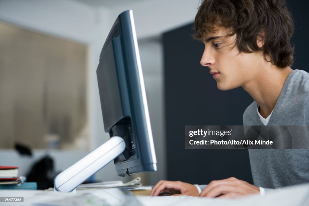 College student using computer