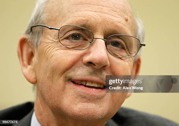 Supreme Court Justice Stephen Breyer testifies during a hearing before the Financial Services and General Government Subcommittee of the House...