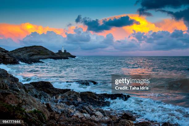 _0226 - bracelet bay, mumbles at sunset - mumbles stock-fotos und bilder