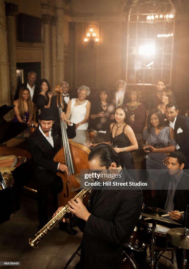 Jazz musicians performing in nightclub