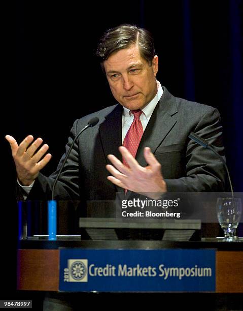 Jeffrey Lacker, president of the Federal Reserve Bank of Richmond, speaks during the 2010 Credit Markets Symposium at the Omni Hotel in Charlotte,...