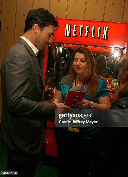 Actor Jon Hamm at the On3 Productions Lounge at Film Independent's 2008 Independent Spirit Awards at the Santa Monica Pier on February 23, 2008 in...