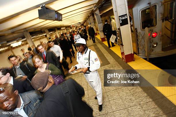 Atmosphere during an event to show support for bringing a NASA shuttle to the Intrepid Museum at the Shuttle Train Platform Track 4 Grand Central...