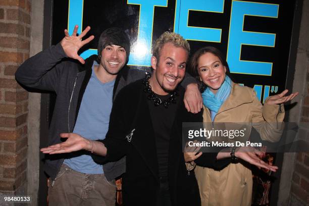 Ace Young, Micah Jesse and Diana DeGarmo visit Al Hirschfeld Theatre on April 14, 2010 in New York City.