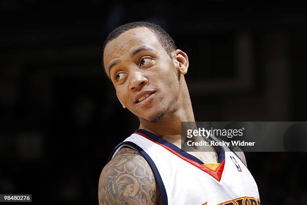 Monta Ellis of the Golden State Warriors looks on during the game against the Phoenix Suns at Oracle Arena on March 22, 2010 in Oakland, California....