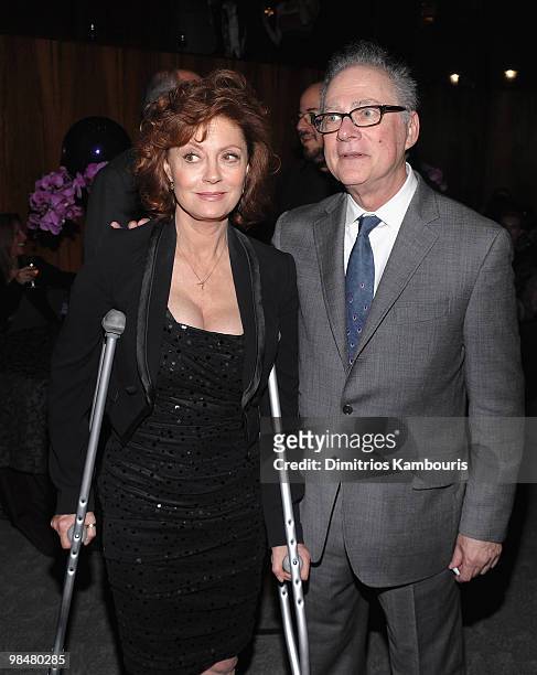 Susan Sarandon and Barry Levinson attend the HBO Film's "You Don't Know Jack" premiere after party> at the Four Seasons Restaurant on April 14, 2010...