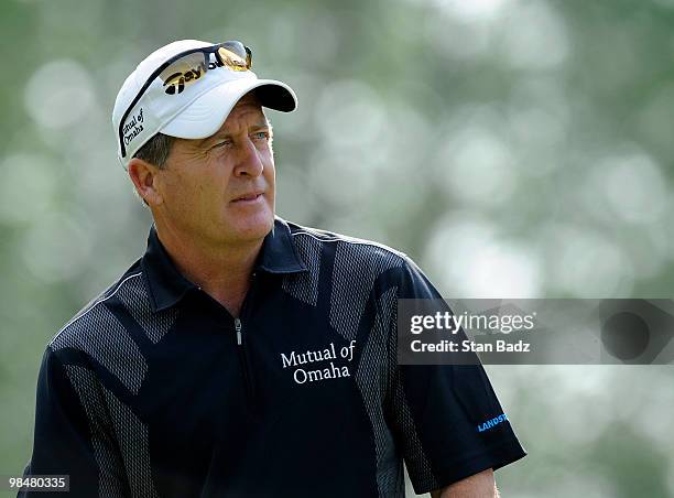 Fred Funk watches play from the 11th tee box during the Red Stag Challenge presented by Jim Beam for the Outback Steakhouse Pro-Am at TPC Tampa Bay...