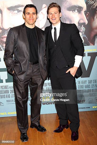 Adrian Paul and Lee Ryan arrive at the World premiere of 'The Heavy' held at the Odeon West End on April 15, 2010 in London, England.