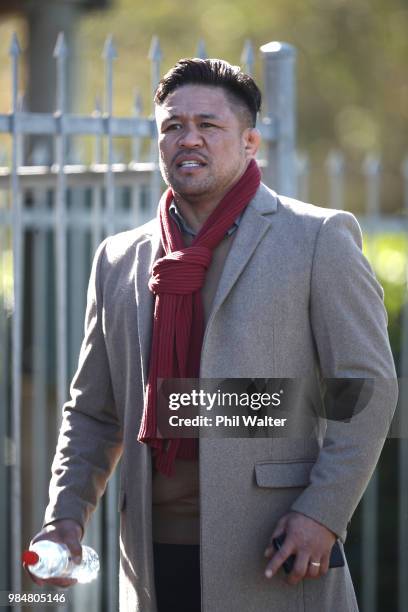 Former All Black Keven Mealamu looks on during the Mitre 10 Cup trial match between Counties Manukau and Tasman at Mountford Park on June 27, 2018 in...