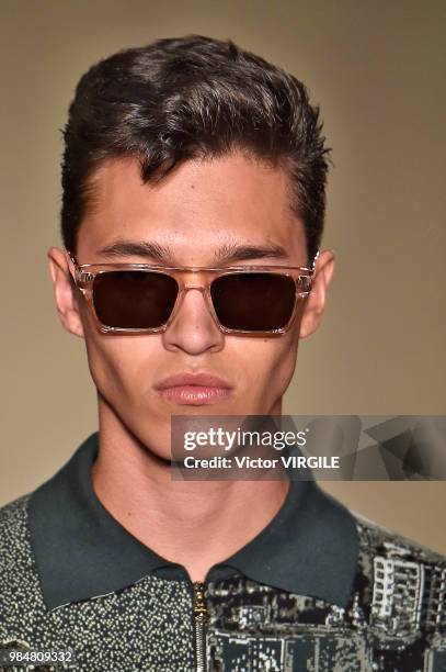 Model walks the runway during the Paul Smith Menswear Spring/Summer 2019 fashion show as part of Paris Fashion Week on June 24, 2018 in Paris, France.