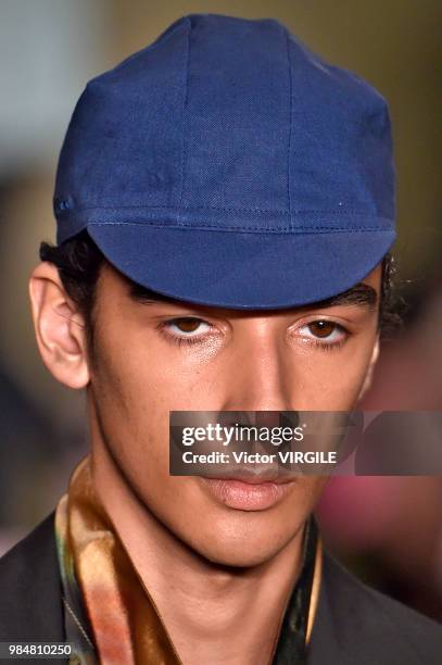 Model walks the runway during the Paul Smith Menswear Spring/Summer 2019 fashion show as part of Paris Fashion Week on June 24, 2018 in Paris, France.