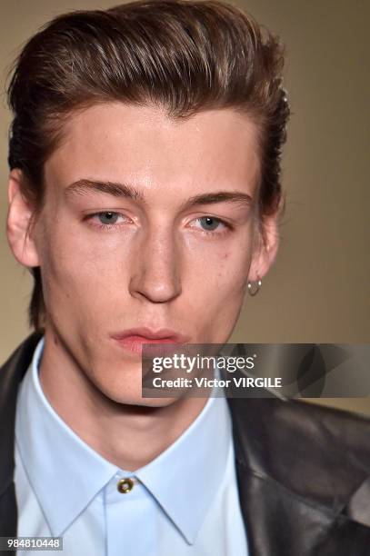 Model walks the runway during the Paul Smith Menswear Spring/Summer 2019 fashion show as part of Paris Fashion Week on June 24, 2018 in Paris, France.