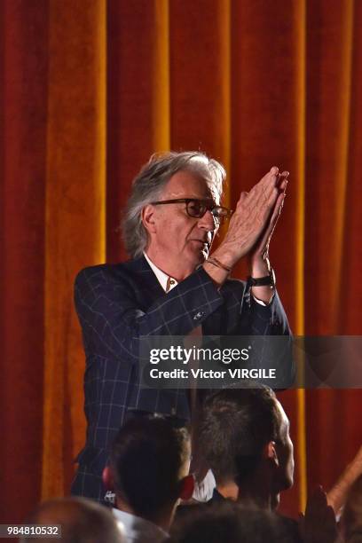 Fashion designer Paul Smith walks the runway during the Paul Smith Menswear Spring/Summer 2019 fashion show as part of Paris Fashion Week on June 24,...