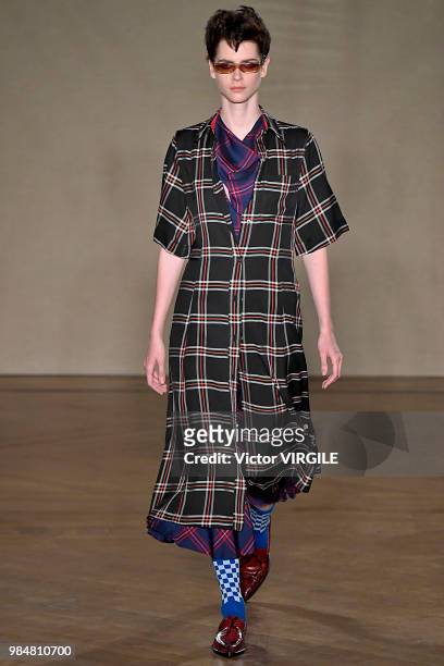 Model walks the runway during the Paul Smith Menswear Spring/Summer 2019 fashion show as part of Paris Fashion Week on June 24, 2018 in Paris, France.