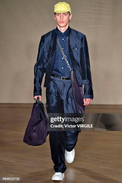 Model walks the runway during the Paul Smith Menswear Spring/Summer 2019 fashion show as part of Paris Fashion Week on June 24, 2018 in Paris, France.