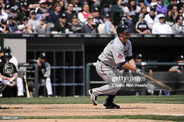 Michael Cuddyer of the Minnesota Twins bats against the Chicago White Sox on April 10, 2010 at U.S. Cellular Field in Chicago, Illinois. The Twins...