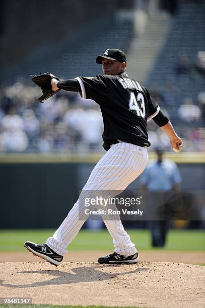 Fredy Garcia of the Chicago White Sox pitches against the Minnesota Twins on April 10, 2010 at U.S. Cellular Field in Chicago, Illinois. The Twins...