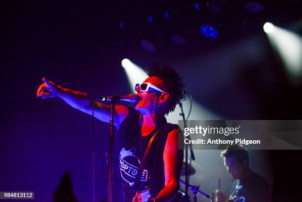 Daniel Ash of Poptone performs on stage at Wonder Ballroom in Portland, Oregon, United States on 19th May, 2018.