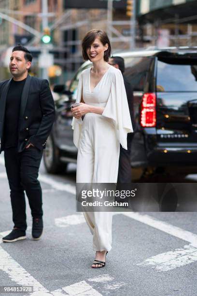 James Conran and Coco Rocha are seen in Chelsea on June 26, 2018 in New York City.