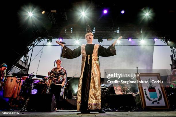 Mangoni of Elio e le Storie Tese performs on stage at CarroPonte on June 26, 2018 in Milan, Italy.