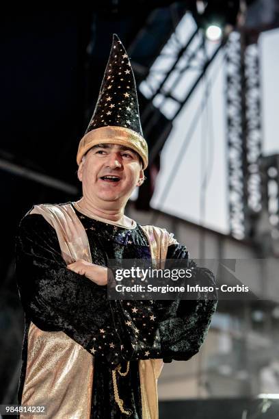 Mangoni of Elio e le Storie Tese performs on stage at CarroPonte on June 26, 2018 in Milan, Italy.