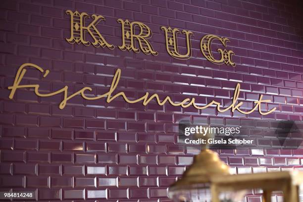 General view during the opening of the first "Krug Fischmarkt" pop up fish restaurant on June 26, 2018 in Munich, Germany.