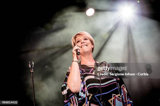 Paola Folli of Elio e le Storie Tese performs on stage at CarroPonte on June 26, 2018 in Milan, Italy.