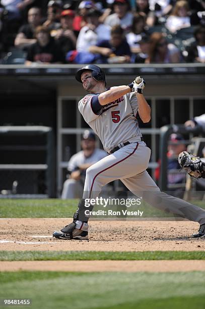 Michael Cuddyer of the Minnesota Twins bats against the Chicago White Sox on April 10, 2010 at U.S. Cellular Field in Chicago, Illinois. The Twins...