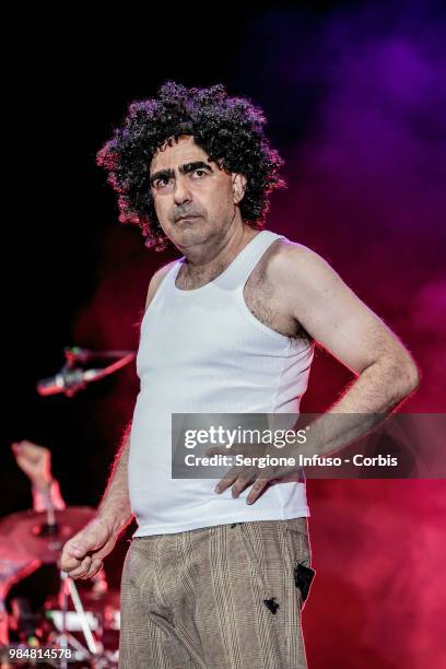 Elio of Elio e le Storie Tese performs on stage at CarroPonte on June 26, 2018 in Milan, Italy.