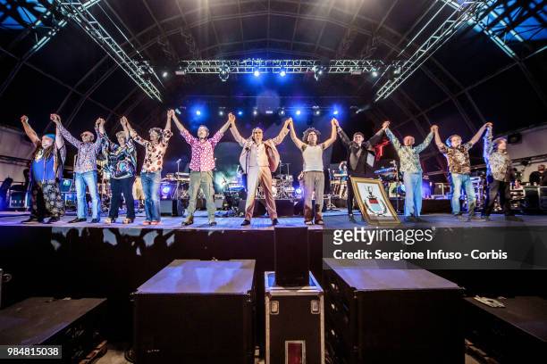 Elio e le Storie Tese perform on stage at CarroPonte on June 26, 2018 in Milan, Italy.