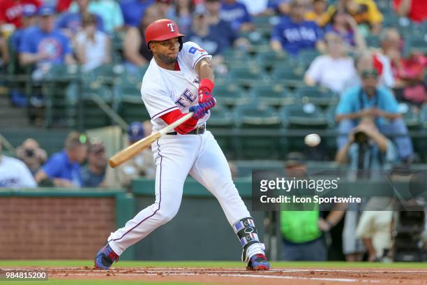 Texas Rangers Shortstop Elvis Andrus bats in the bottom of the first inning during the game between the San Diego Padres and Texas Rangers on June...