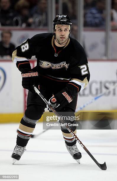 Kyle Chipchura of the Anaheim Ducks skates against the Colorado Avalanche at the Honda Center on March 3, 2010 in Anaheim, California. The Avalanche...