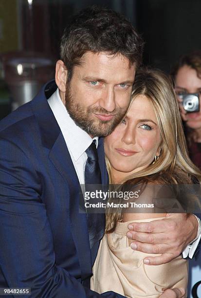 Gerard Butler and Jennifer Aniston attend the premiere of 'The Bounty Hunter' at the Ziegfeld Theater on March 16, 2010 in New York, New York.
