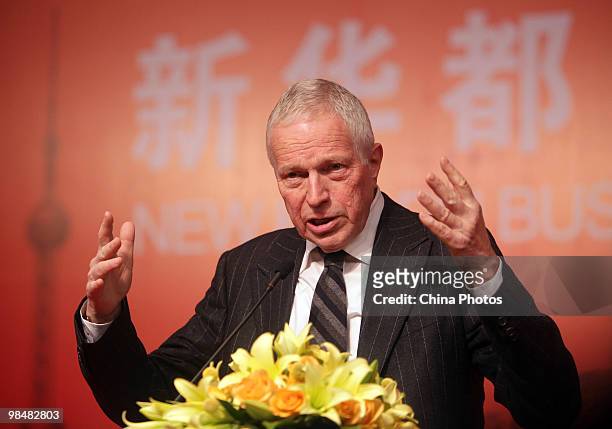 Edmund S. Phelps, 2006 Nobel Prize Laureate in Economic Sciences, delivers a speech during an inauguration ceremony on April 15, 2010 in Beijing,...