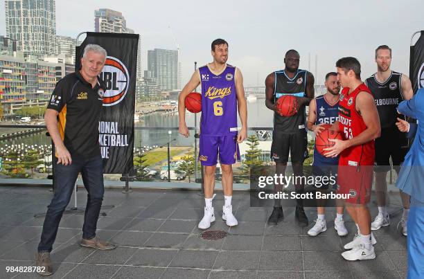 Andrew Gaze, coach of the Sydney Kings; Damian Martin of the Perth Wildcats; Majok Majok of the New Zealand Breakers; Andrew Bogut of the Sydney...