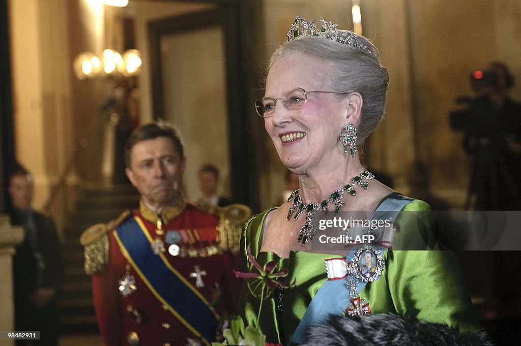 Queen Margrethe of Denmark arrives on Ap