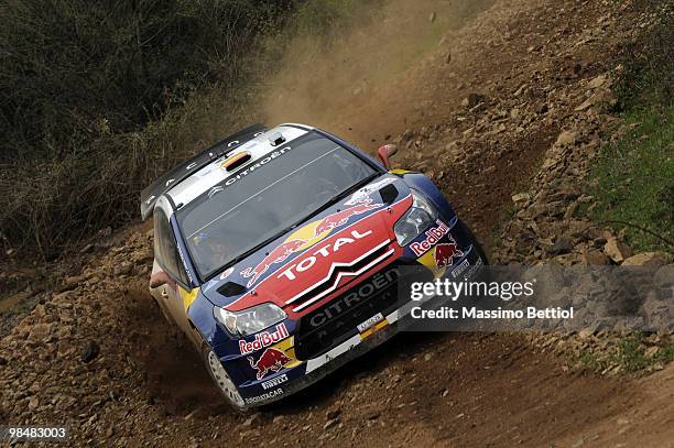 Daniel Sordo of Spain and Marc Marti of Spain compete in their Citroen C4 Total during the Shakedown of the WRC Rally of Turkey on April 15, 2010 in...