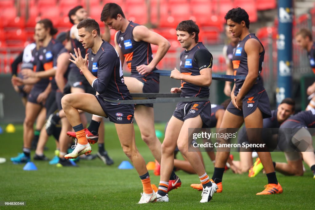 Gws Training Josh Kelly of the Giants warms up during a Greater Western Sydney ...