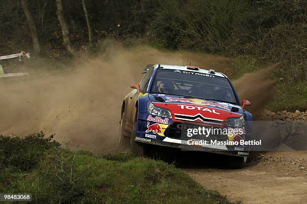 Daniel Sordo of Spain and Marc Marti of Spain compete in their Citroen C4 Total during the Shakedown of the WRC Rally of Turkey on April 15, 2010 in...