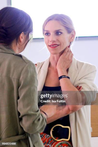 German actress Julia Dietze during the 8th edition of the Berlin concert series 'Neue Meister' at Volkswagen Group Forum DRIVE on June 26, 2018 in...