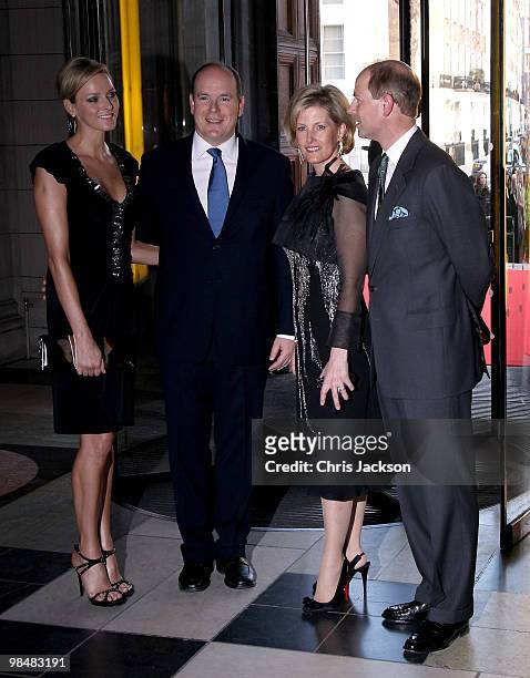 Charlene Wittstock, Prince Albert II of Monaco, Sophie, Countess of Wessex and Prince Edward, Earl of Wessex attend the private view of exhibition...