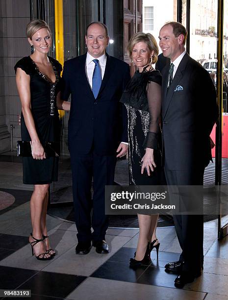 Charlene Wittstock, Prince Albert II of Monaco, Sophie, Countess of Wessex and Prince Edward, Earl of Wessex attend the private view of exhibition...