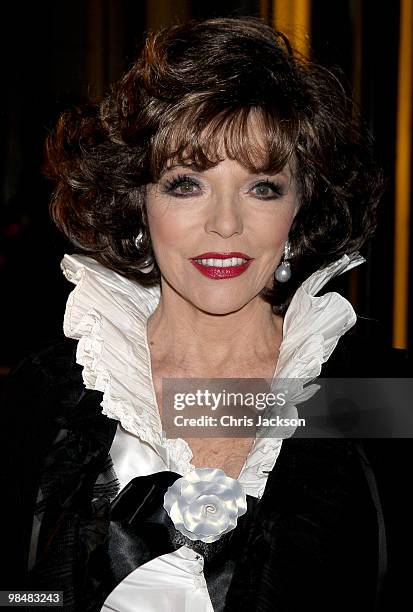 Joan Collins attends the private view of exhibition 'Grace Kelly: Style Icon', at the Victoria & Albert Museum on April 15, 2010 in London, England.