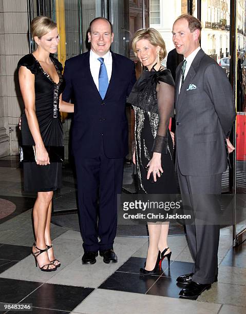 Charlene Wittstock, Prince Albert II of Monaco, Sophie, Countess of Wessex and Prince Edward, Earl of Wessex attend the private view of exhibition...