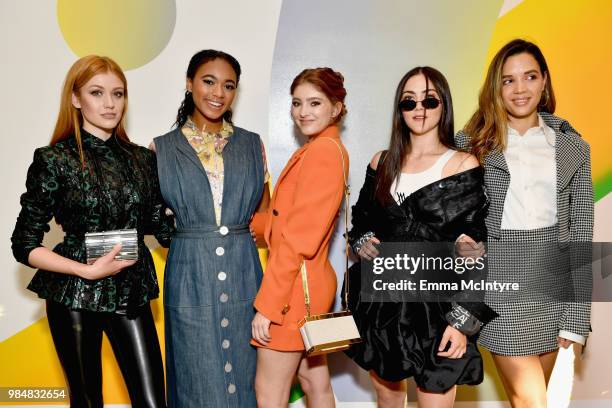 Katherine McNamara, Chandler Kinney, Willow Shields, Isabelle Fuhrman and Georgie Flores attend the Wolk Morais Collection 7 Fashion Show at The...