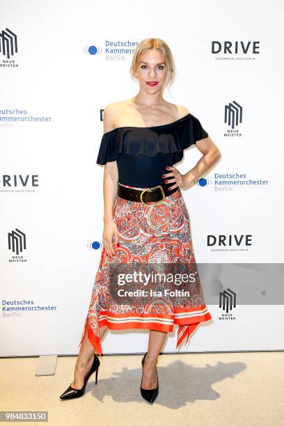 German actress Julia Dietze during the 8th edition of the Berlin concert series 'Neue Meister' at Volkswagen Group Forum DRIVE on June 26, 2018 in...