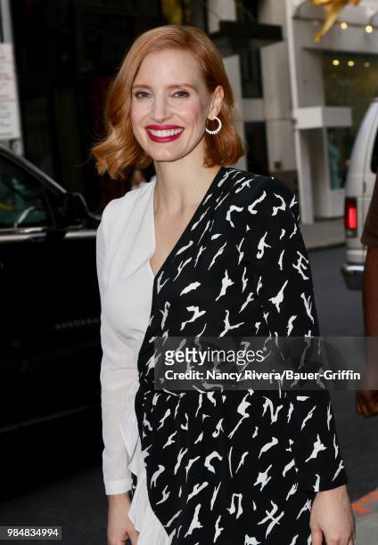 Jessica Chastain is seen on June 26, 2018 in New York City.