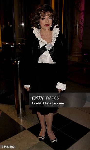 Joan Collins attends the private view of exhibition 'Grace Kelly: Style Icon', at the Victoria & Albert Museum on April 15, 2010 in London, England.