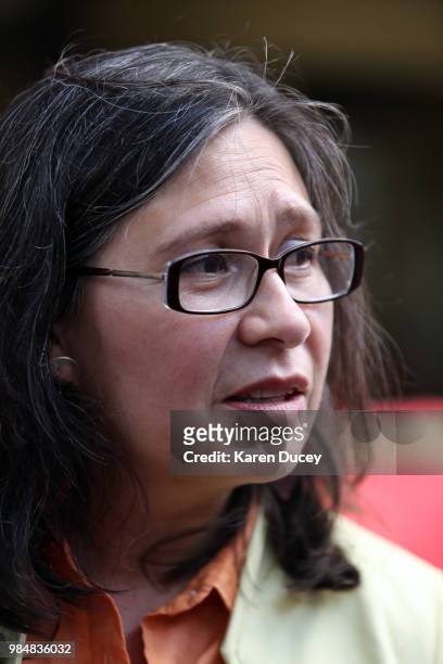 Immigration activist Maru Mora-Villalpando holds a rally prior to her second deportation hearing outside the Seattle Immigration Court on June 26,...